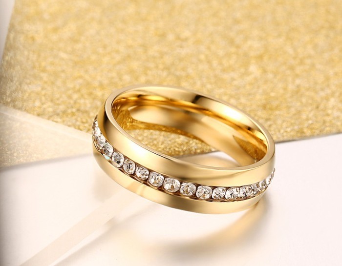 Stainless Steel CZ Wedding Rings