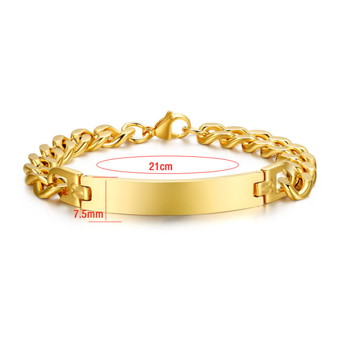 Stainless Steel Gold Plated ID Bracelets Womens