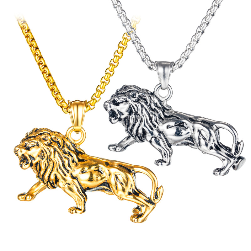 Wholesale Stainless Steel Men's Unique Lion Pendant Necklace
