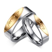 Stainless Steel Gold Forever love Band Wedding Ring for Him
