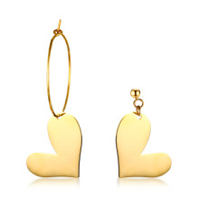 Wholesales Stainless Steel Heart-shaped Asymmetrical Earrings