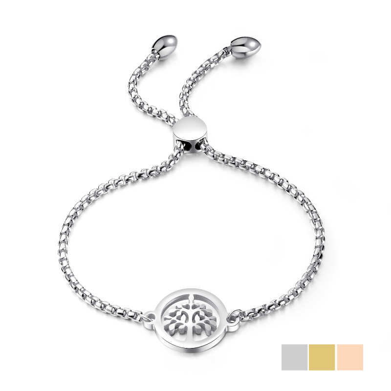 Wholesale Stainless Steel Tree of Life Adjustable Bracelet