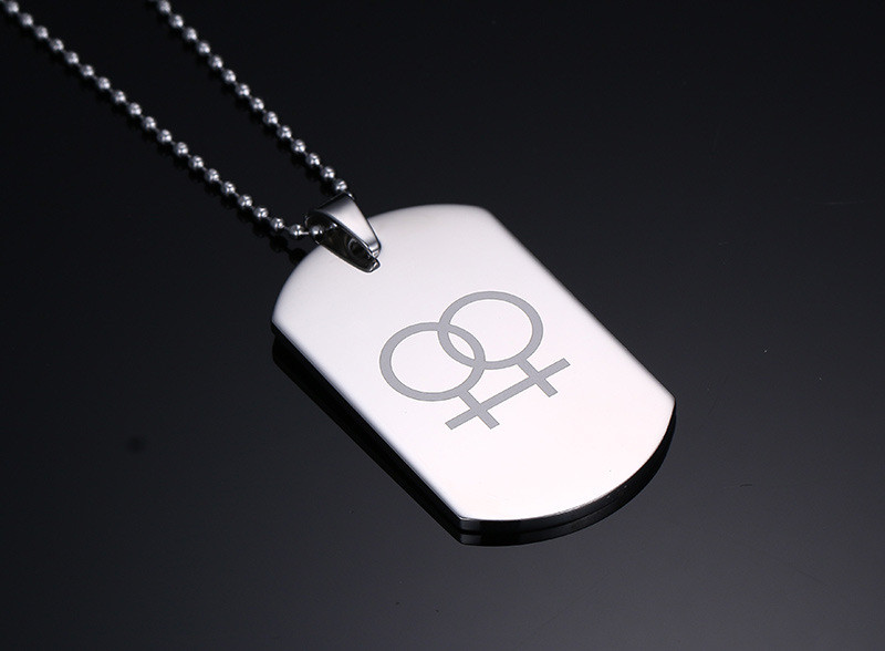 Stainless Steel Double Femal Symbol Laser Lesbain Dog Tag