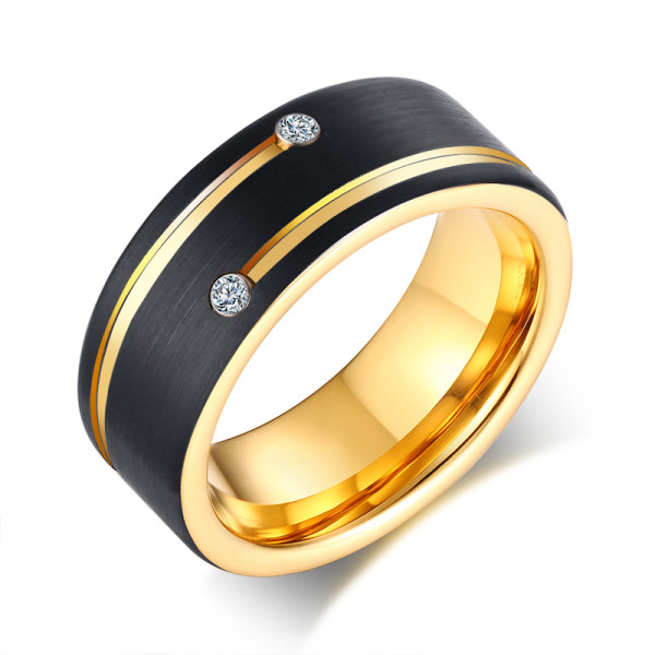 Wholesale Two-Tone Tungsten Ring with CZ