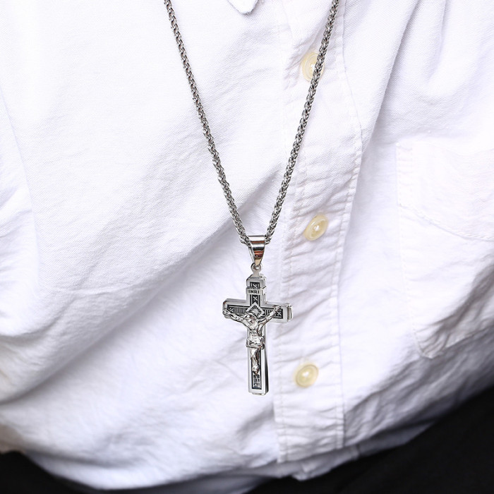 Wholesale Stainless Steel Men's Crucifix Cross Necklace