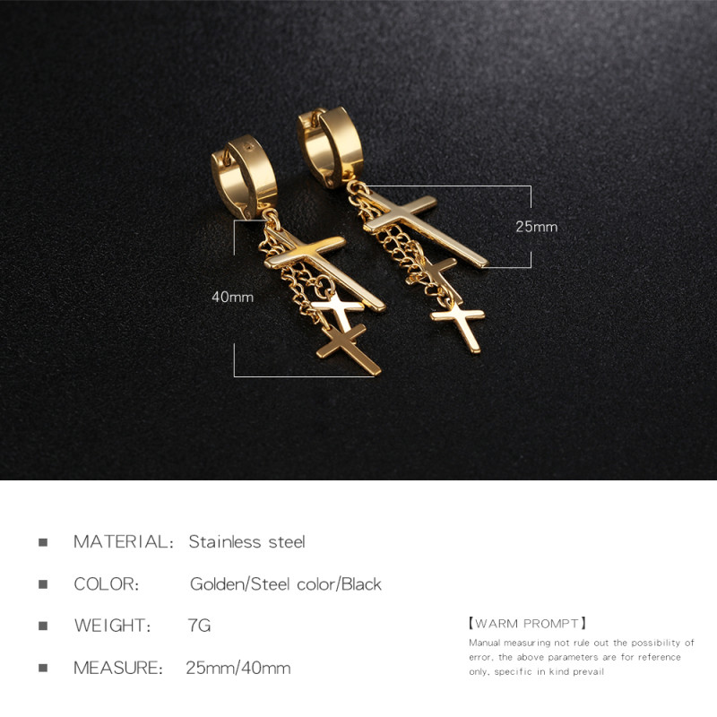 Wholesale Stainless Steel Dangle Cross Earrings