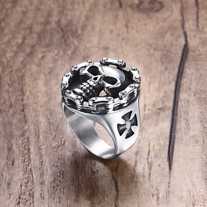 Wholesale Stainless Steel Chain Around Skull Ring Jewelry