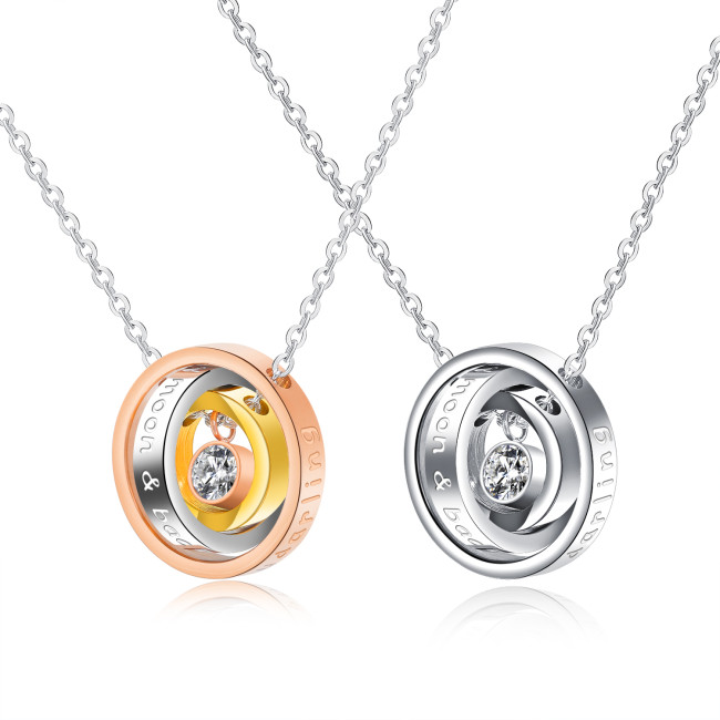 Wholesale Stainless Steel I Love You To The Moon and Back Couples Necklaces