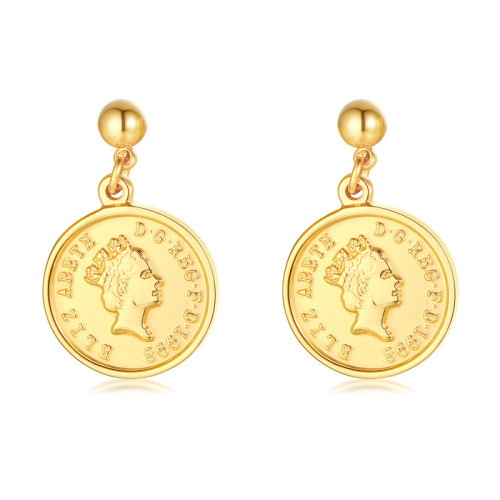 Wholesale Stainless Steel Gold Coin Earring Designs