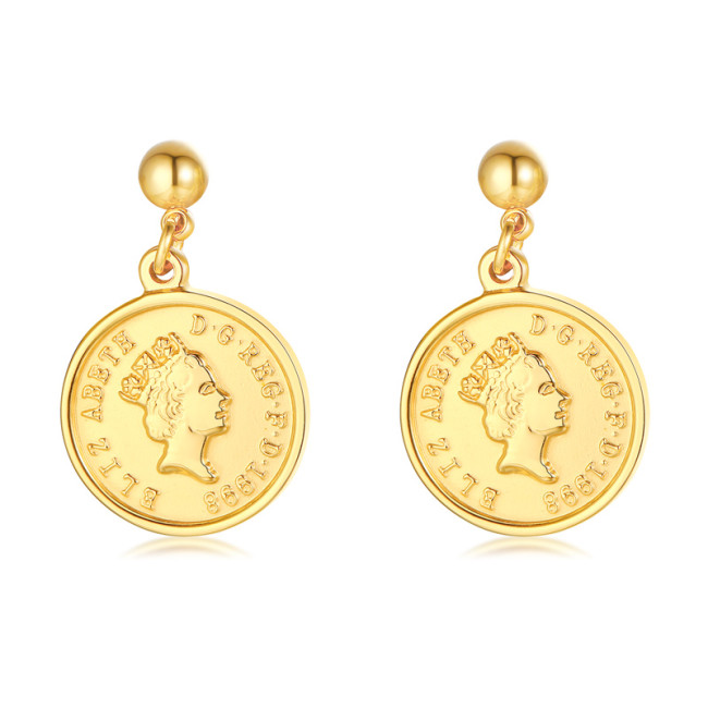 Wholesale Stainless Steel Gold Coin Earring Designs