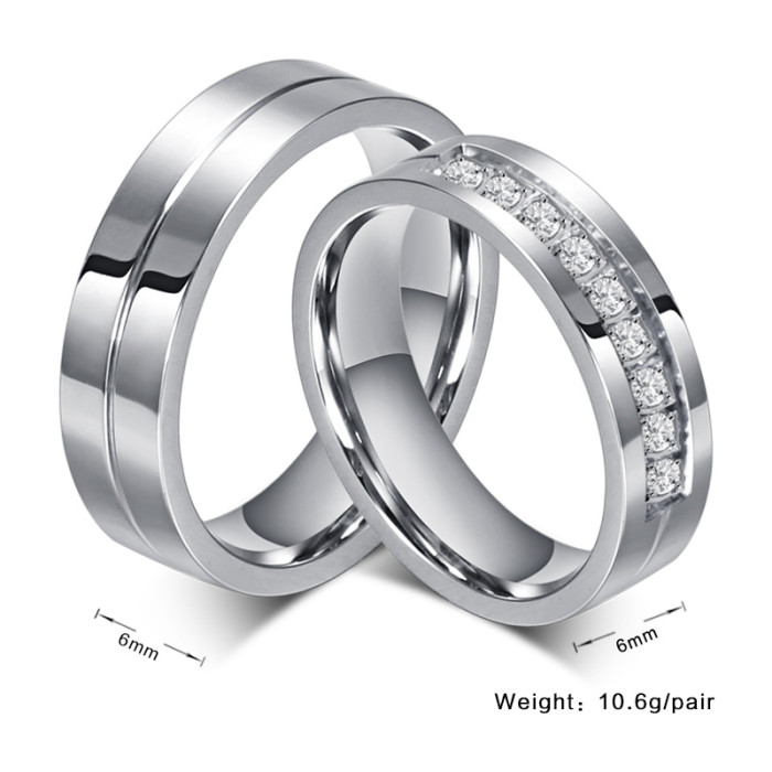 Stainless Steel Engagement Ring with 9 Stones for Amazon