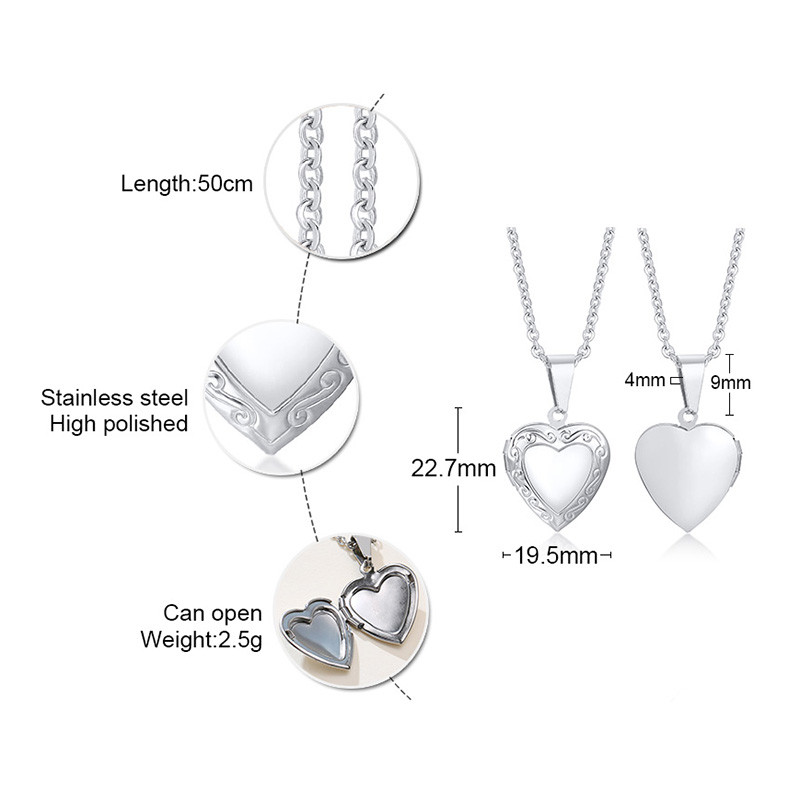 Wholesale Stainless Steel Heart Shape Custom Photo Frame Pendant