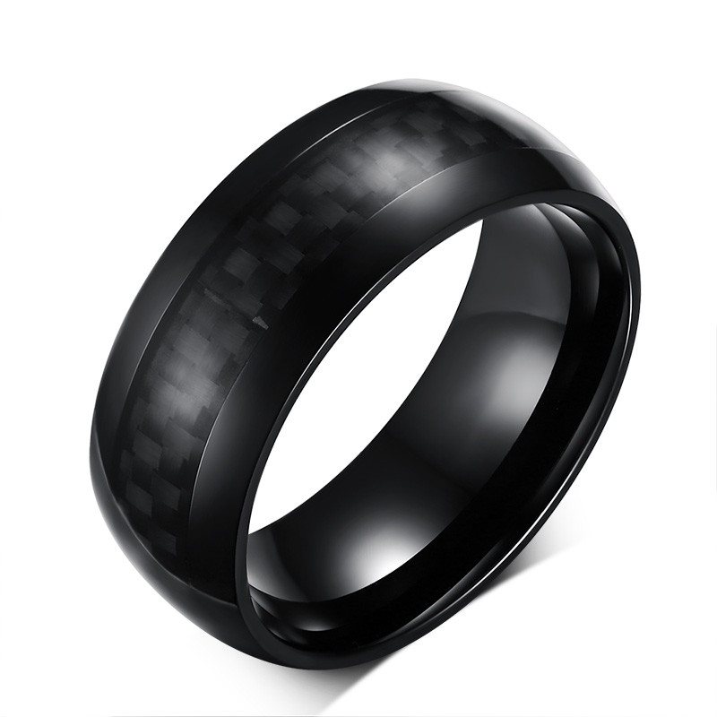 8mm Black Carbin Fiber Stainless Steel Ring for Amazon Sale