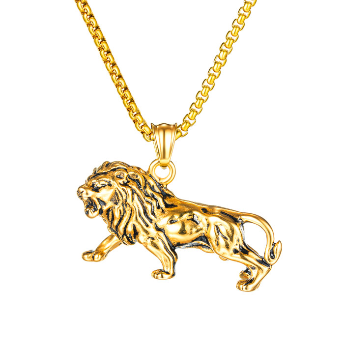 Wholesale Stainless Steel Men's Unique Lion Pendant Necklace