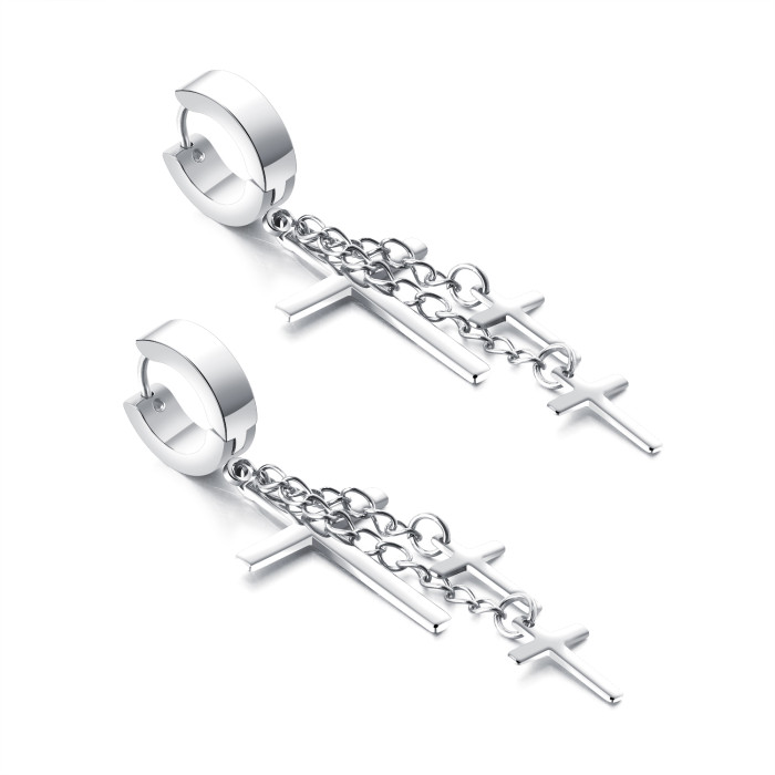 Wholesale Stainless Steel Dangle Cross Earrings