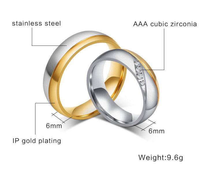 Wholesale Ebay Hot Sell Two Tone wedding rings with 3 CZs