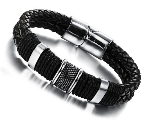 Wholesale Leather Stainless Steel Bracelet