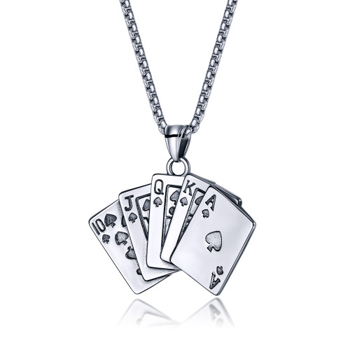 Wholesale Stainless Steel Playing Card Pendants Necklace