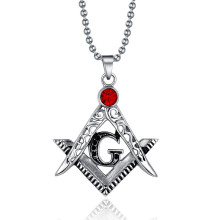 Mens Stainless Steel Masonic with CZ Pendants Necklaces