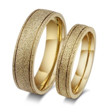 Rolling Sand Finished IP Gold Stainless Steel Wedding Bands for Women