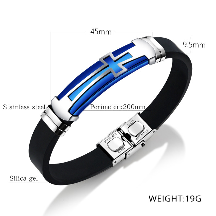 Wholesale Rubber Arm Bracelets with Steel Cross