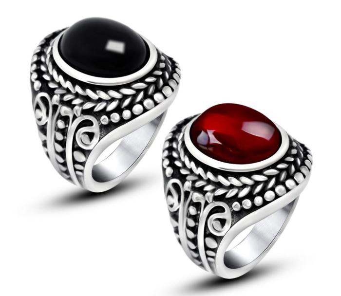 Ladies Stainless Steel Ruby Gemstone Ring