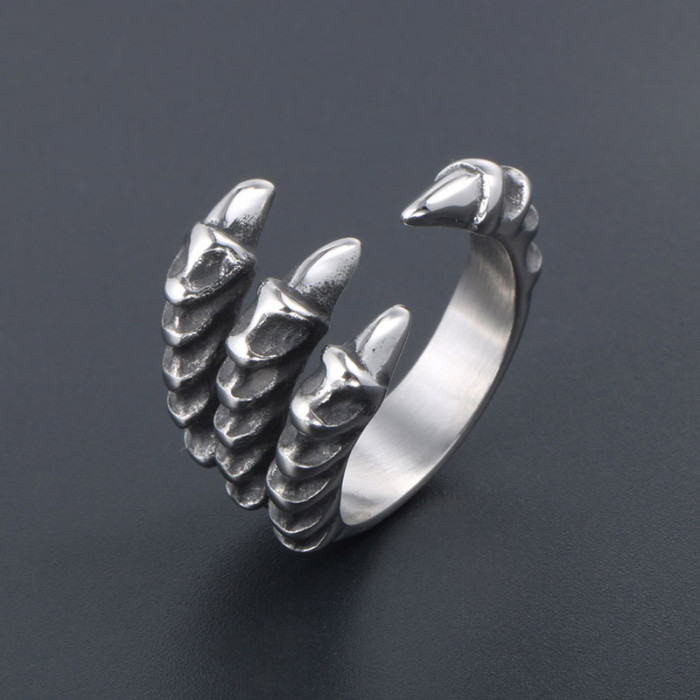 Wholesale Polished Stainless Steel Gothic Dragon Claw Biker Men Ring
