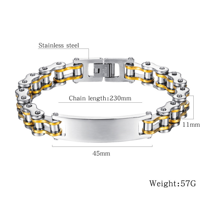 Wholesale Stainless Steel Motorcycle Bike Chain Link ID Bracelet