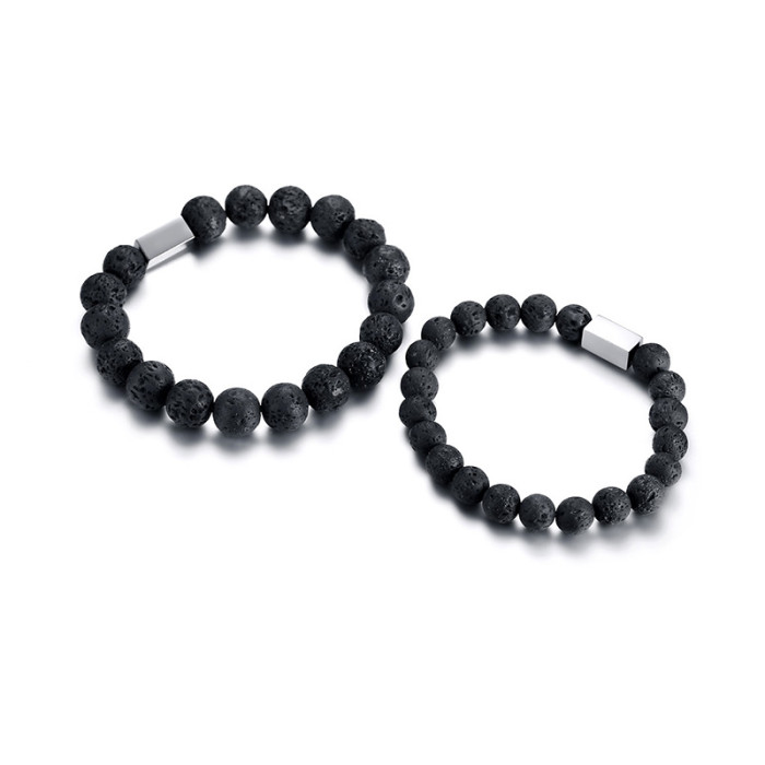 Lava Stone and Stainless Steel Bracelets Wholesale