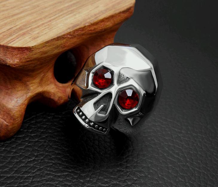 Stainless Steel Red Eyes Skull Ring for Women