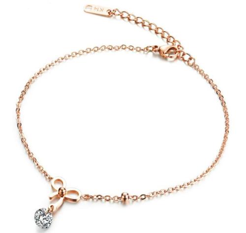 Stainless Steel Bowknot CZ Anklet Accessories