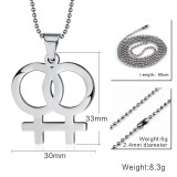 Stainless Steel Double Femal Symbol Pendant with chain