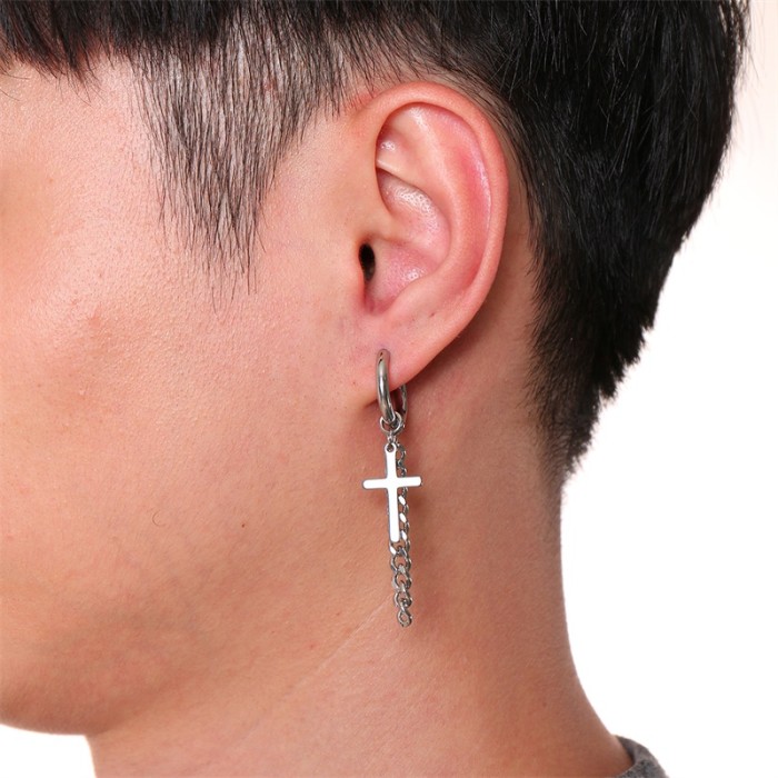 Wholesale Stainless Steel Hoop Earrings with Cross
