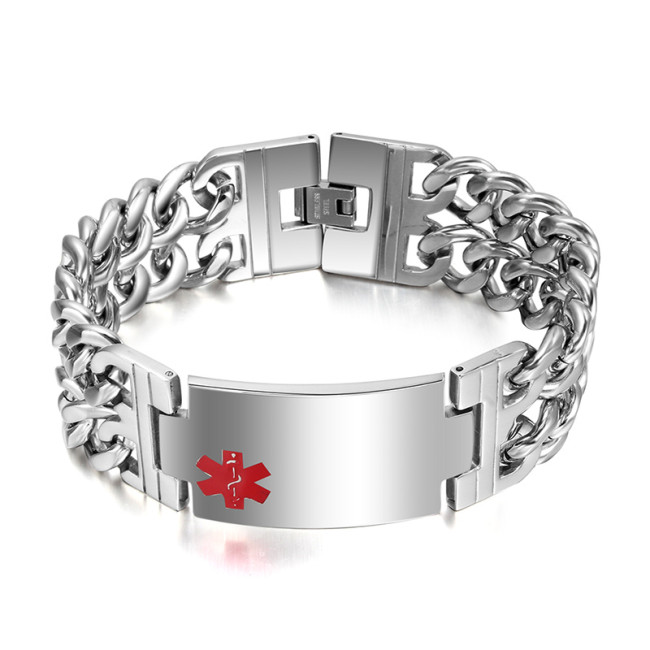 Stainless Steel Double Chain Medical Bracelets for Women