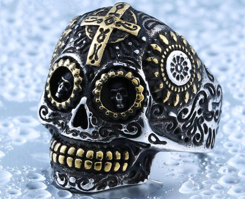 Jewelry from China Wholesale Stainless Steel Gold Skull Ring