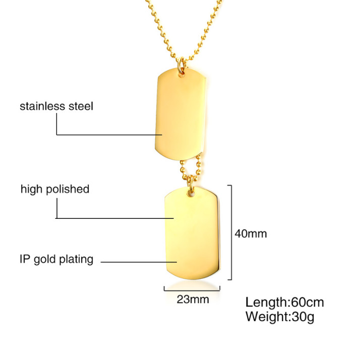 Wholeasle Stainless Steel Gold Dog Tags for Men
