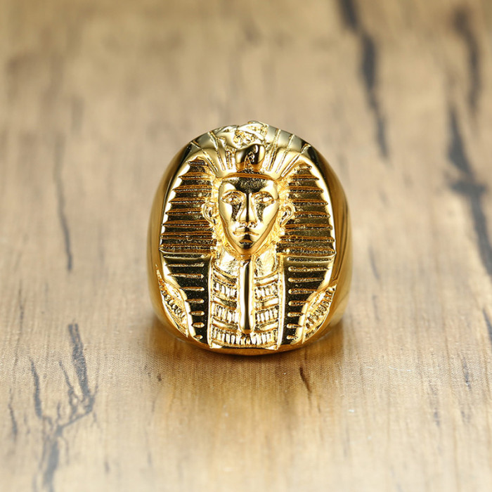 Wholesale Stainless Steel IP Gold Egyptian Pharaoh Ring