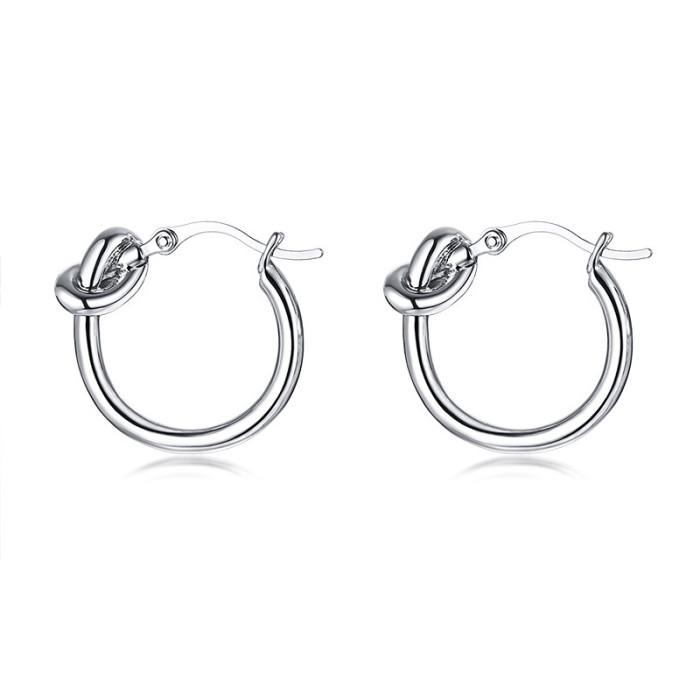 Wholesale Stainless Steel Hoop Tie The Knot Earrings