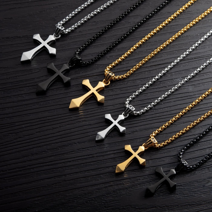 Wholesale Stainless Steel Jesus Charm Cross Chain Necklace