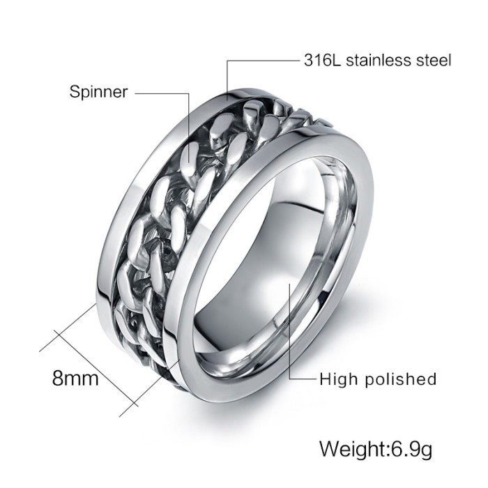 Mens Stainless Steel Rings with Chain for Amazon