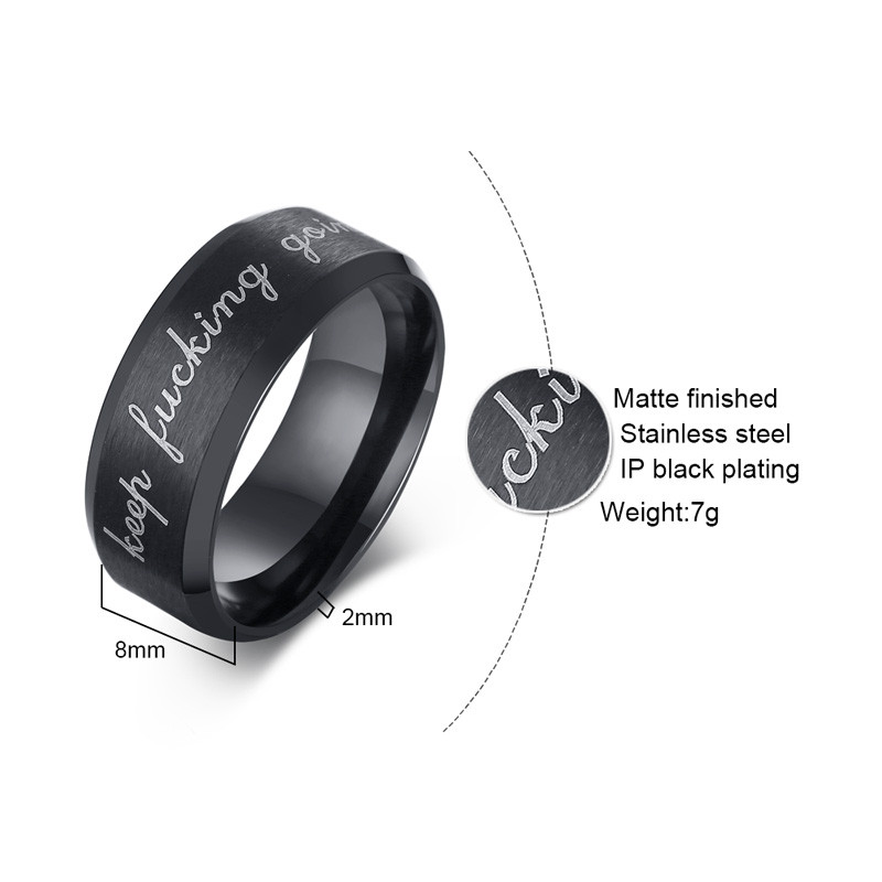 Wholesale Keep Fucking Going Stainless Steel Ring