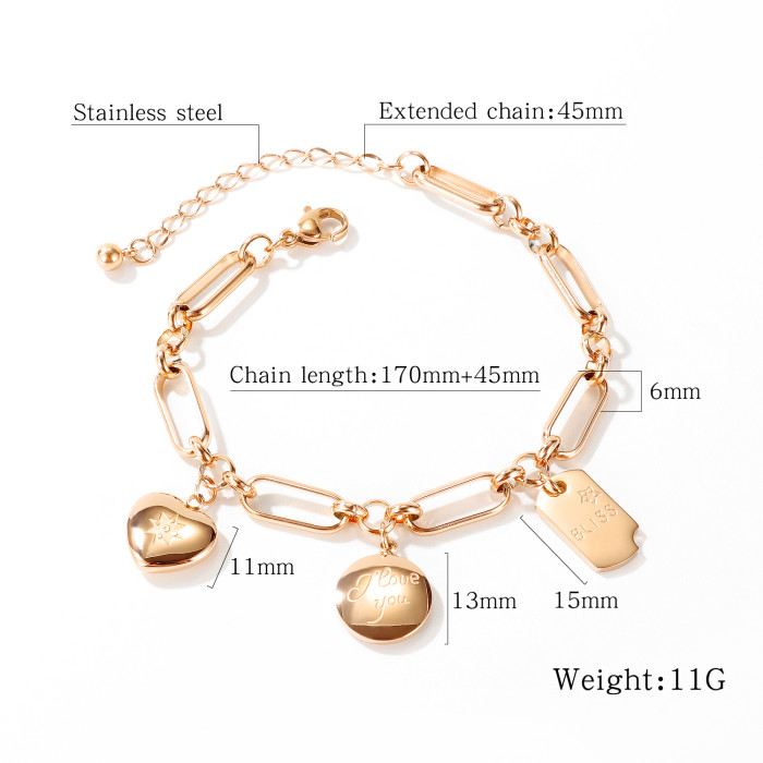 Wholesale Stainless Steel Women Paperclip Chain Bracelet