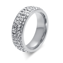 Stainless Steel 3 Rows CZ Wedding Rings for Women