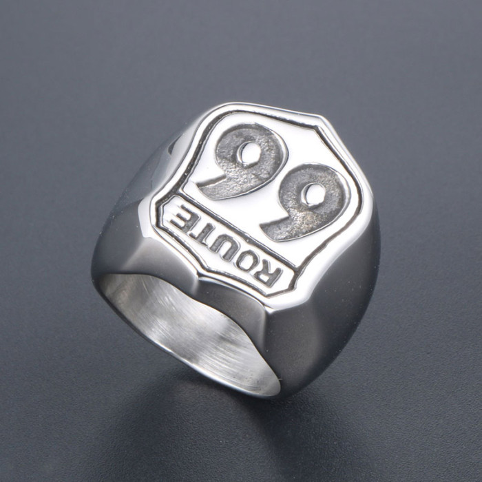 Wholesale Fashion Stainless Steel Usa Biker Road Route 66 Ring For Men Motor Biker Jewelry Rings