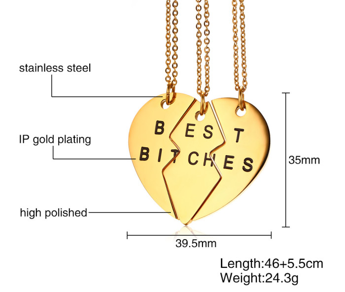Wholesale Stainless Steel Best Bitches Pendant Necklace