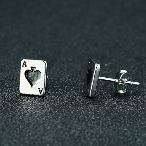 Wholesale Stainless Steel Womens Ace of Spades Stud Earrings