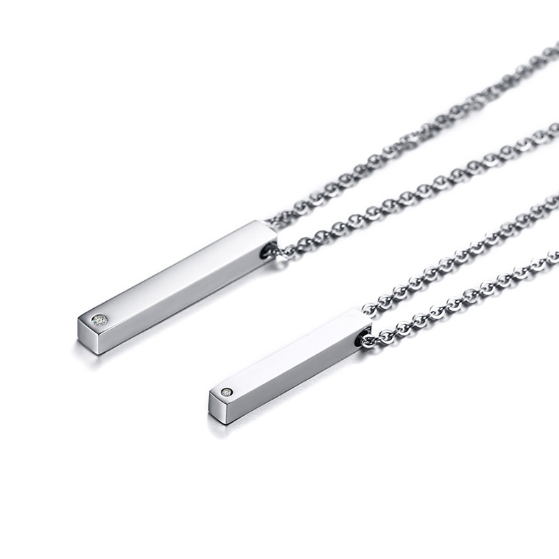 Wholesales Stainless Steel Couple Bar Necklace