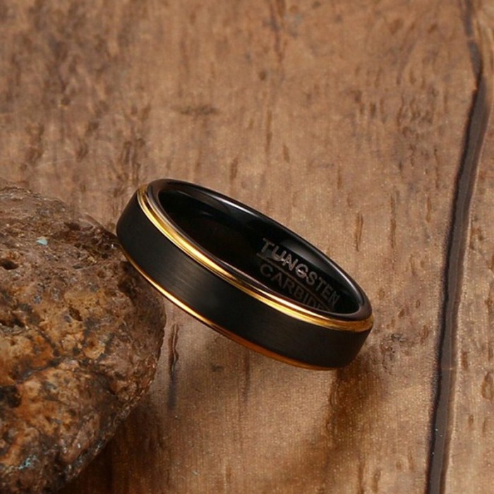 Wholesale Black and Gold Tungsten Ring for Amazon