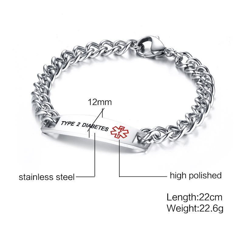 Wholesale Stainless Steel Men's Medical Tag Bracelet