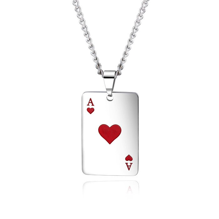 Wholesale Stainless Steel Big Playing Card Pendant